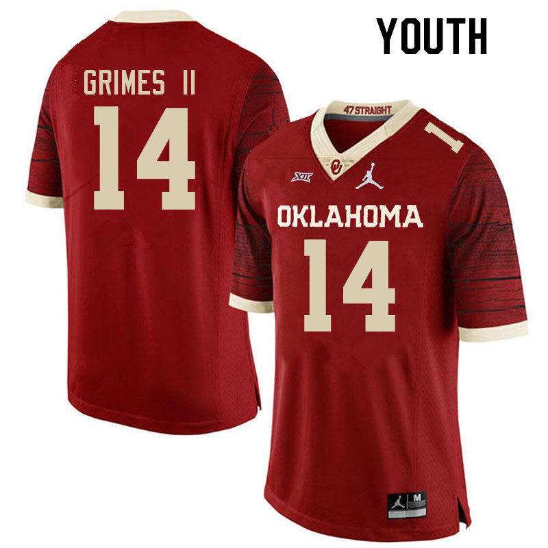 Youth #14 Reggie Grimes II Oklahoma Sooners College Football Jerseys Stitched-Retro - Click Image to Close